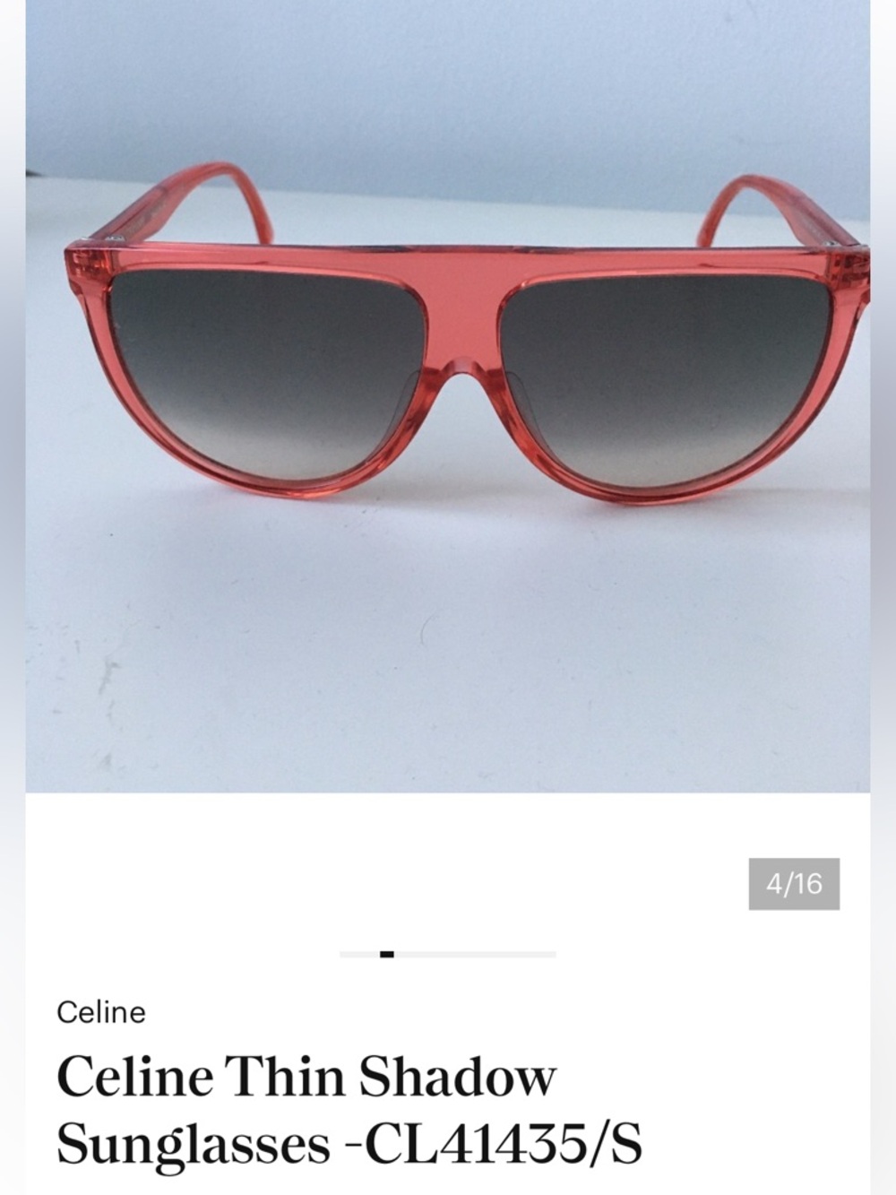 CELINE Acetate Thin Shadow Sunglasses, NIB